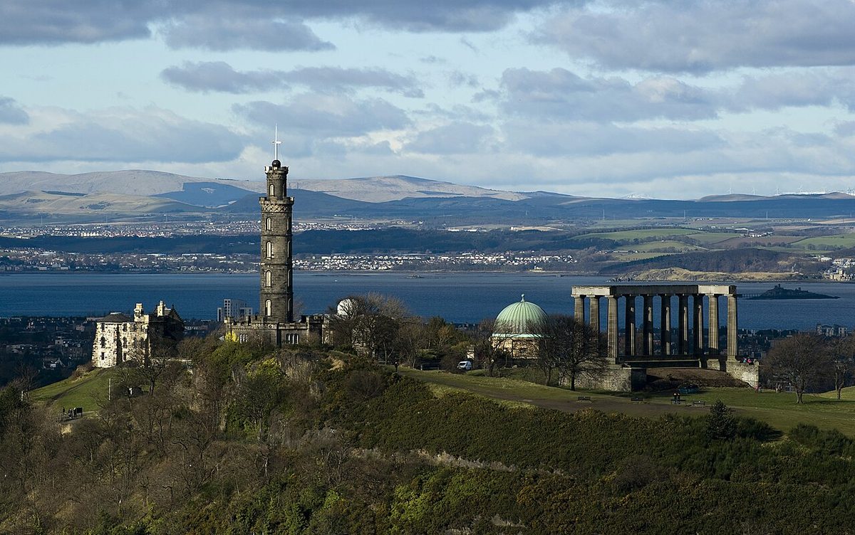 Calton Hill monuments above the city
